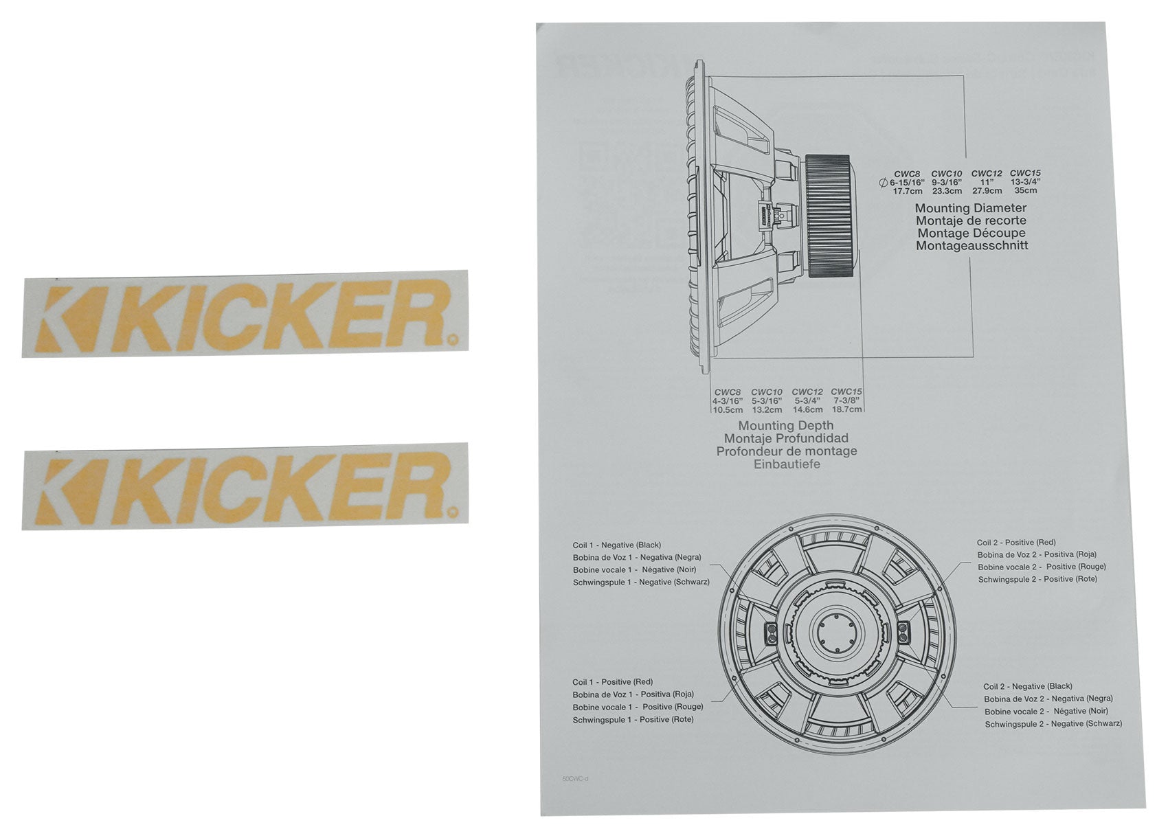(2) Kicker 50CWCD154 CompC 15" DVC Subwoofers+Sealed Sub Box Enclosure CWCD154
