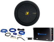 Kicker 50CWCD154 CompC 15" DVC Car Subwoofer+Mono Amplifier+Amp Kit CWCD154