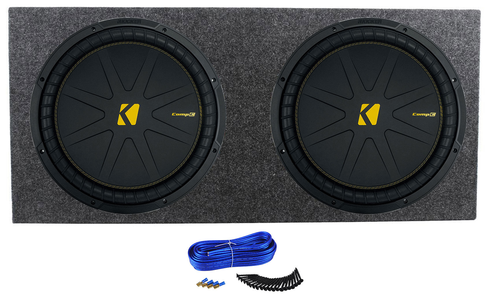 (2) Kicker 50CWCD154 CompC 15" DVC Subwoofers+Sealed Sub Box Enclosure CWCD154