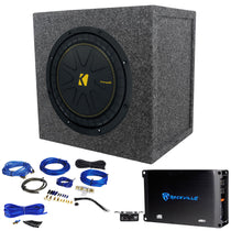 Kicker 50CWCD104 CompC 10" DVC Subwoofer+Sealed Box+Mono Amplifier+Wires CWCD104