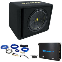 Kicker 50VCWC124 CompC 12" Subwoofer in Vented Sub Box+Amplifier+Amp Kit VCWC124