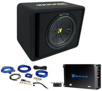Kicker 50VCWC122 CompC 12" Subwoofer in Vented Sub Box+Amplifier+Amp Kit VCWC122