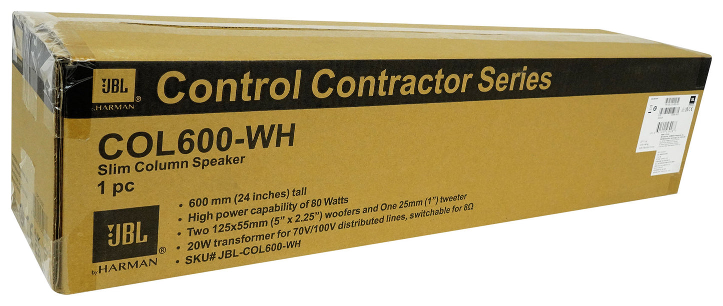 JBL COL600 White 8-Pack + RCS180-6 Amplifier Bundle