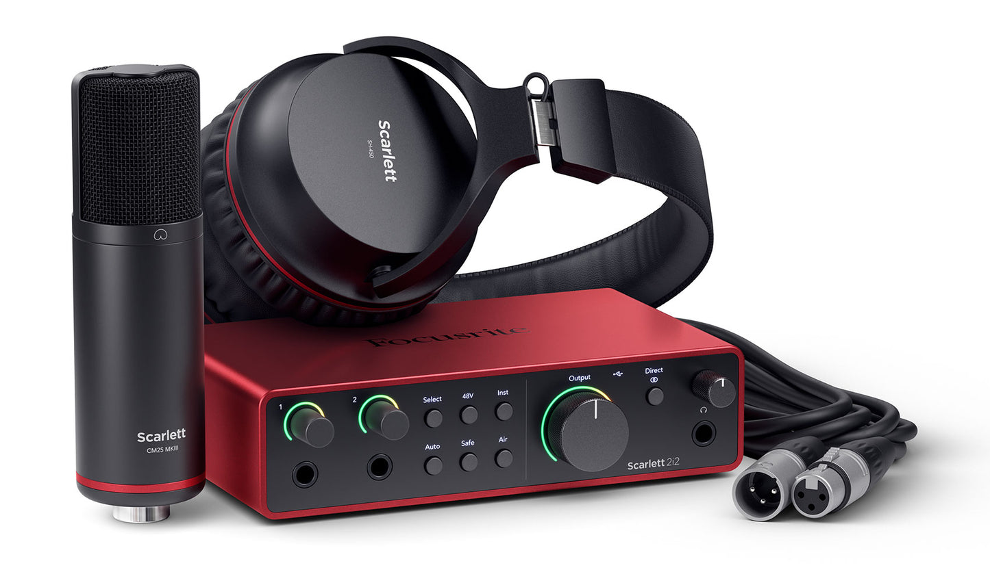 Focusrite Scarlett 2i2 Studio 4th Gen Recording Interface+Headphones+Mic+Stand