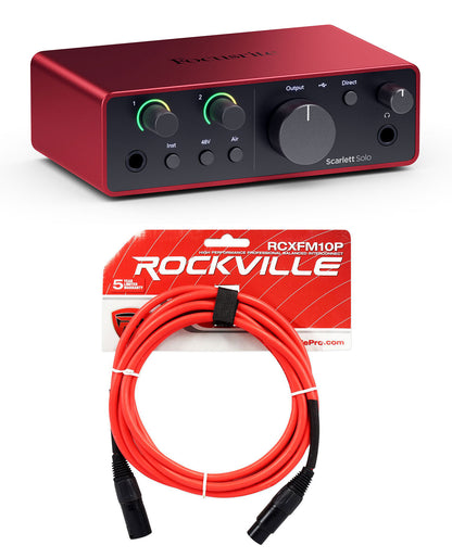 Focusrite Scarlett Solo 4th Gen Studio Recording USB Audio Interface + XLR Cable