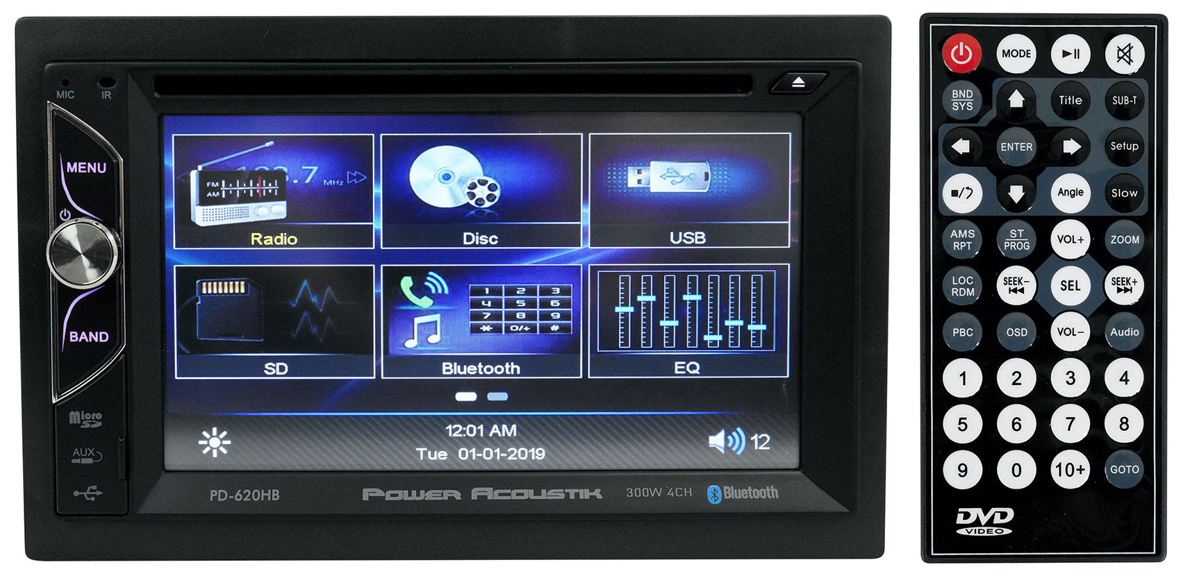 Power Acoustik PD-620HB 6.2” Car Monitor DVD/CD Receiver w/Bluetooth/USB+Camera
