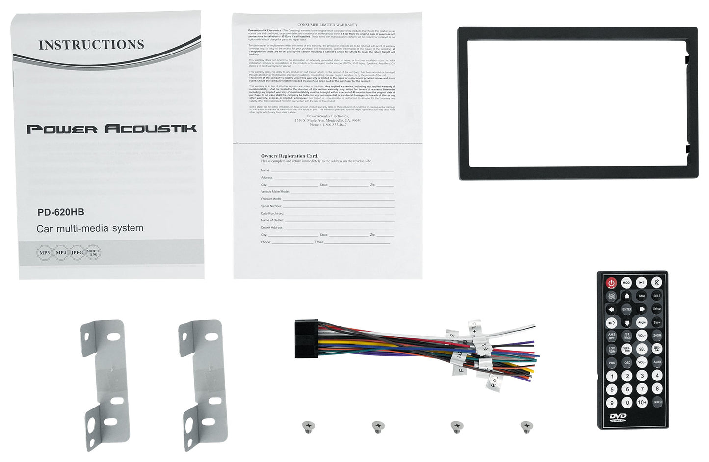 Power Acoustik PD-620HB 6.2” Car Monitor DVD/CD Receiver w/Bluetooth/USB+Camera