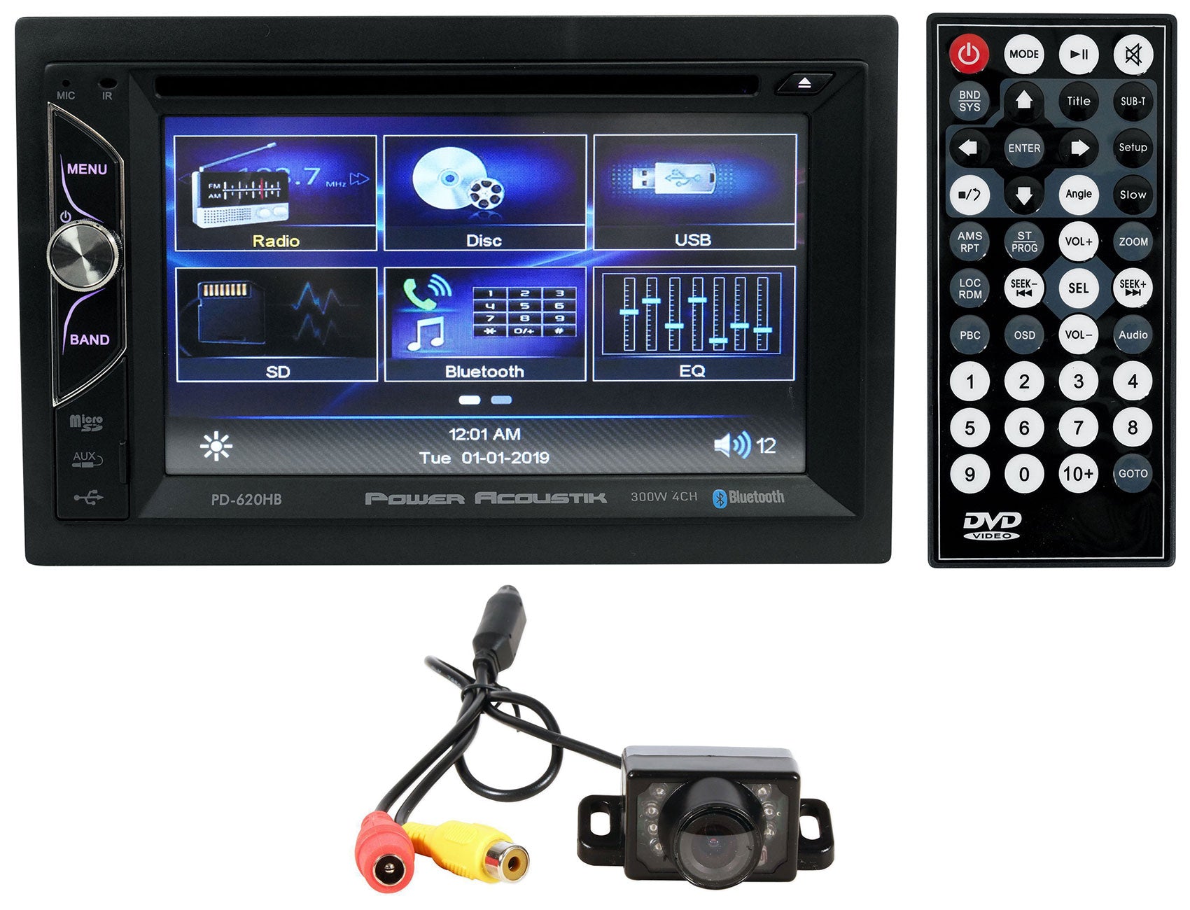 Power Acoustik PD-620HB 6.2” Car Monitor DVD/CD Receiver w/Bluetooth/USB+Camera
