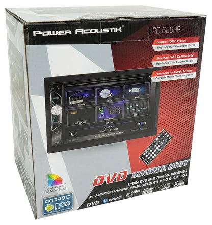 Power Acoustik PD-620HB 6.2” Car Monitor DVD/CD Receiver w/Bluetooth+Back-up Cam