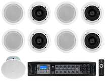 RCS350-6 6-Zone Amplifier + CC525T White 8-Pack + CC8-SUB Bundle