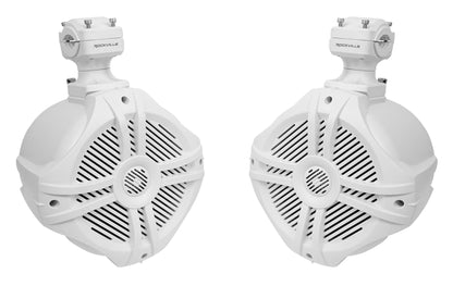 4 Zone Marine Receiver + 6.5" White Towers 4-Pack + 4-Ch Amp Bundle