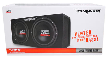 MTX Terminator TNE212DV 1000w Dual 12” Subwoofers+Vented Box+Bluetooth Speaker