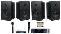 BLUAMP 150 + RockShelf 58B 5.25" Speakers 4-Pack + Wireless Mics Bundle