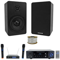 BLUAMP 150 + RockShelf 54B 5.25" Speakers + Wireless Mics Bundle