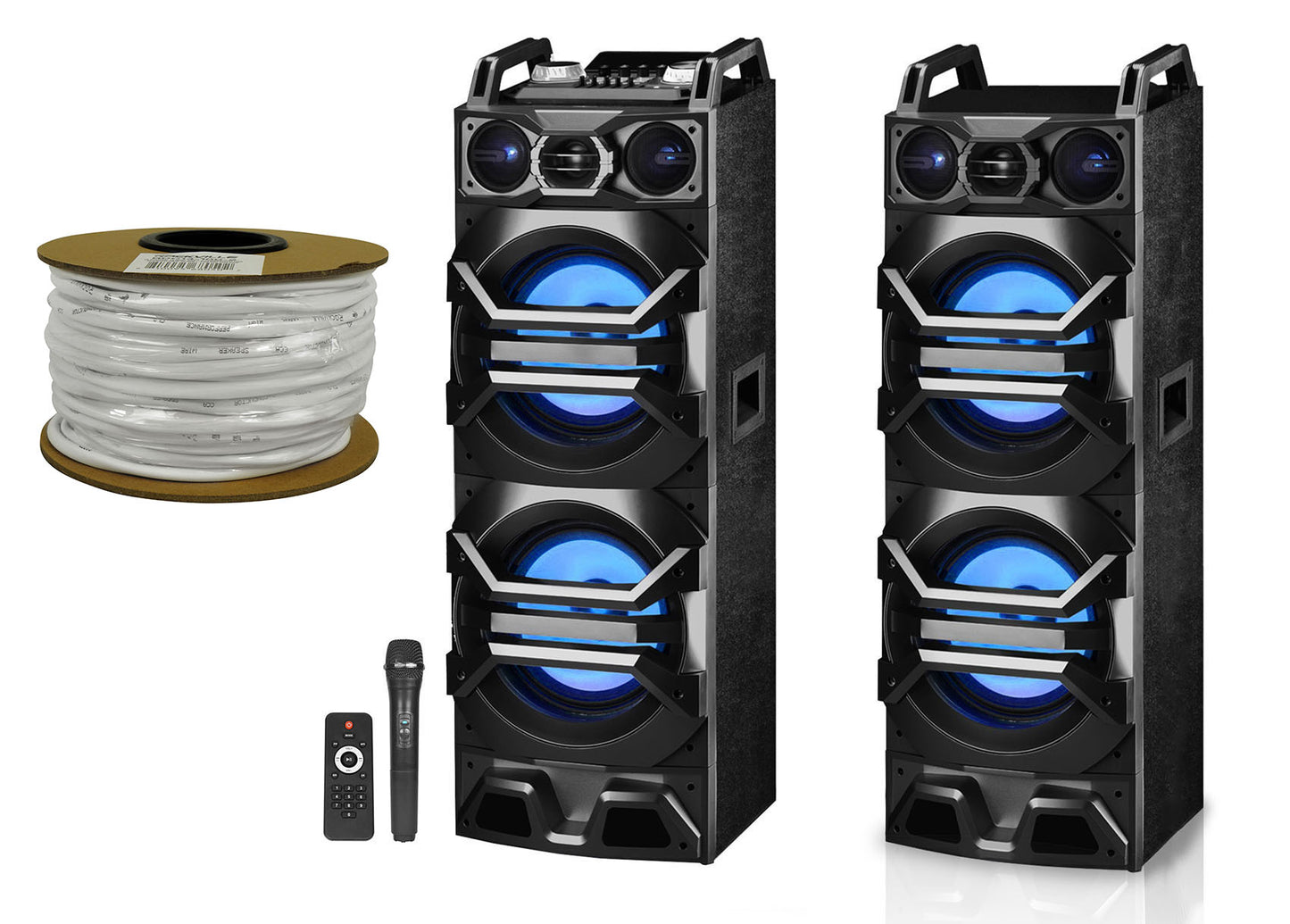 Technical Pro Dual 10" 3000w Home Theater Bluetooth Speakers w/USB/SD/LED+Mic