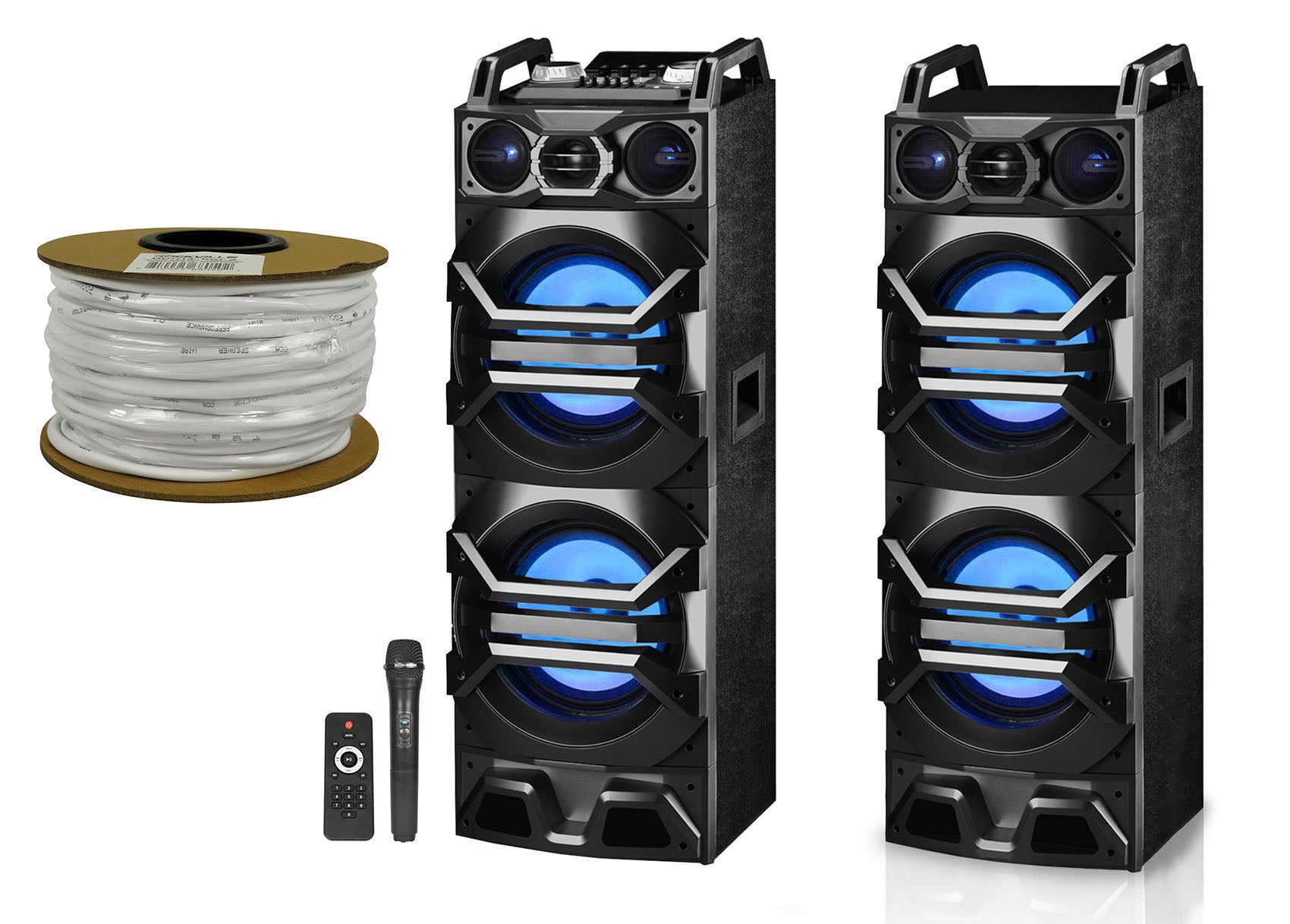 Technical Pro Dual 10" 3000w Home Theater Bluetooth Speakers w/USB/SD/LED+Mic