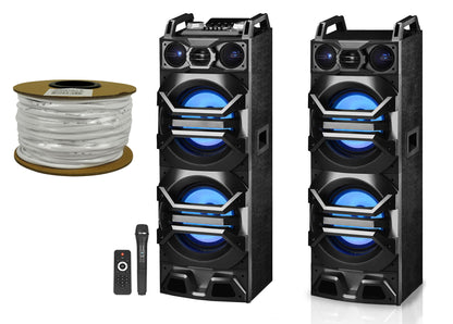 Technical Pro Dual 10" 3000w Home Theater Bluetooth Speakers w/USB/SD/LED+Mic