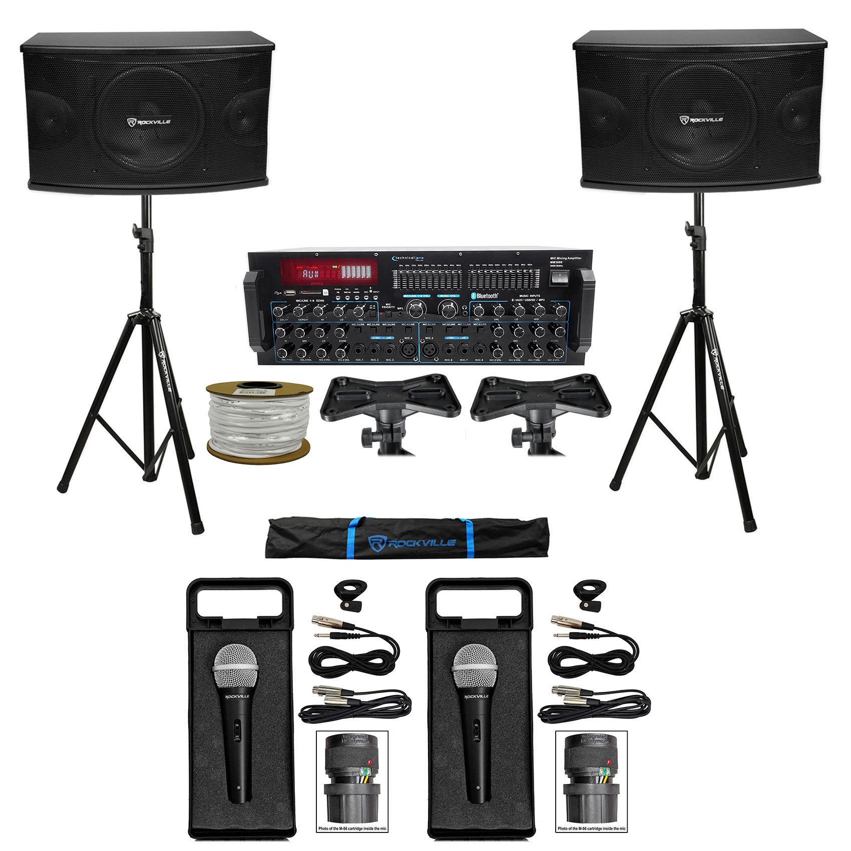 KPS10 Karaoke Speakers 1-Pair + MM2000BT Mixer Amplifier Bundle