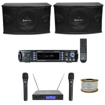 KPS10 10" Karaoke Speakers 2-Pack + RPA60BT V2 Amp + Wireless Mics Bundle