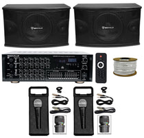 KPS10 10" Karaoke Speakers 2-Pack + SingMix 45 Powered Mixer Bundle