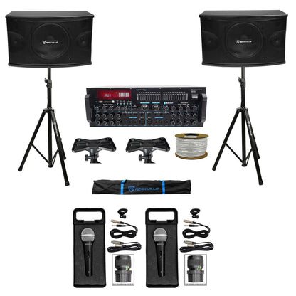 KPS10 10" Karaoke Speakers 2-Pack + MM3000 Mixer Amplifier Bundle