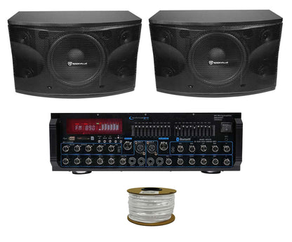 KPS12 12" Karaoke Speakers 2-Pack + MM2000BT Mixer Amplifier Bundle