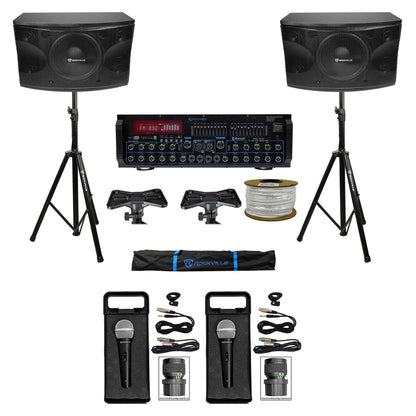 KPS12 12" Karaoke Speakers 2-Pack + MM2000BT Mixer Amp + Mics Bundle