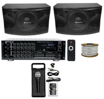 KPS12 12" Karaoke Speakers 2-Pack + SingMix 45 Powered Mixer Bundle