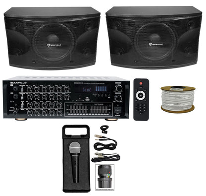 KPS12 12" Karaoke Speakers 2-Pack + SingMix 45 Powered Mixer Bundle