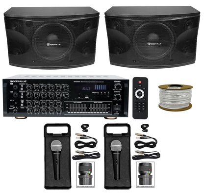 KPS12 12" Karaoke Speakers 2-Pack + SingMix 45 Powered Mixer Bundle