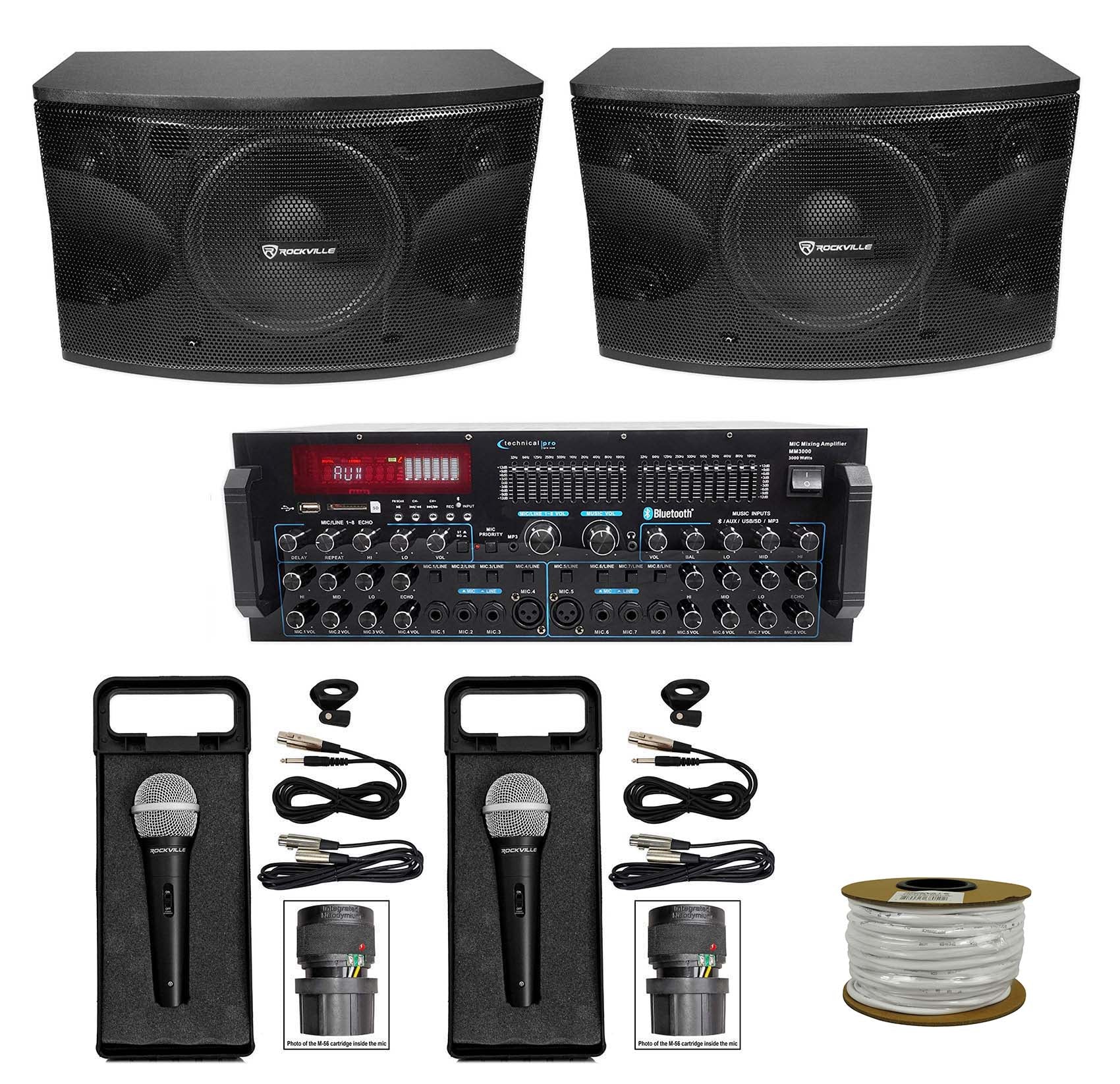 KPS12 12" Karaoke Speakers 2-Pack + MM3000 Amplifier Bundle