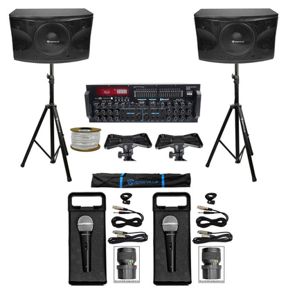 KPS12 12" Karaoke Speakers 2-Pack + MM3000 Amplifier Bundle