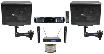 KPS65 6.5" Karaoke Speakers 2-Pack + Bluetooth Amp + Wireless Mic System Bundle