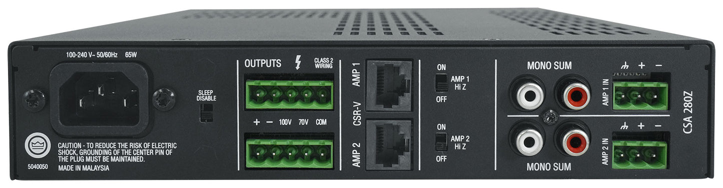 JBL CSA 280Z 2 x 80w Commercial 70v Amplifier+(8) Black 5.25" Ceiling Speakers