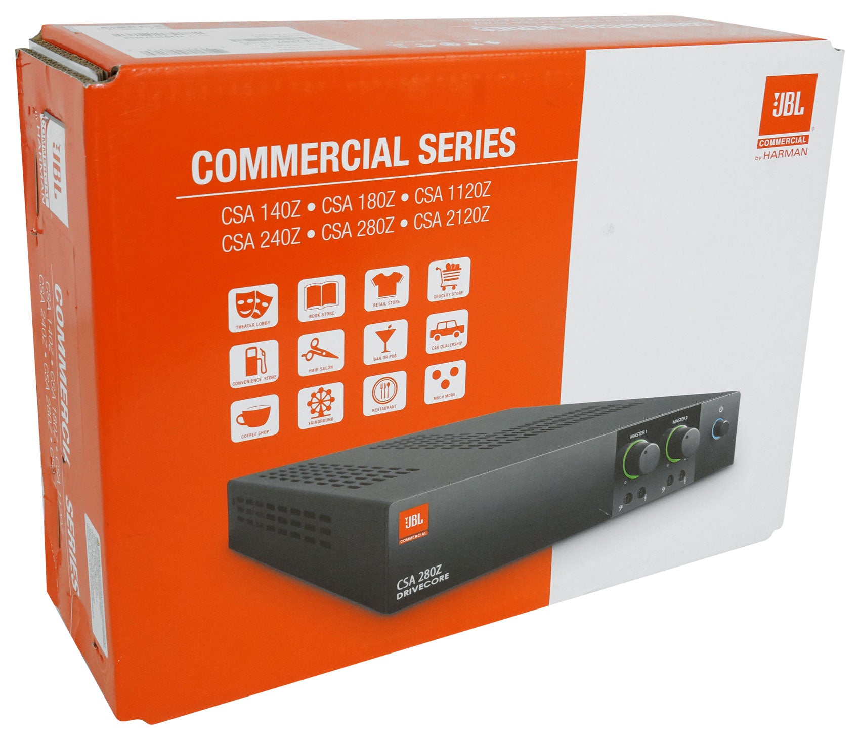 JBL CSA 280Z 2 x 80w Commercial 70v Amplifier+(8) Black 5.25" Ceiling Speakers