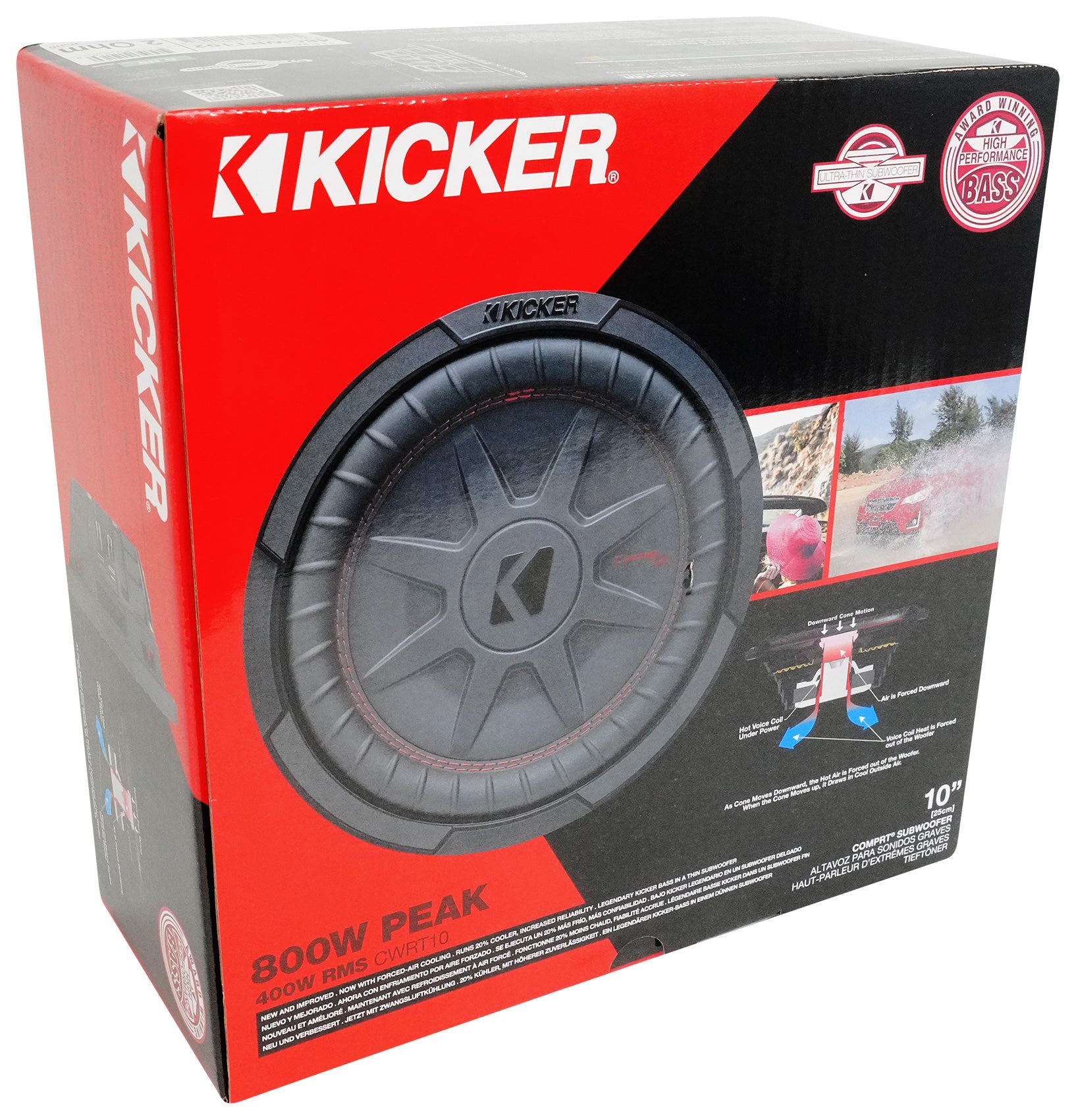 Dual 10" Kicker Subwoofers+Sub Box Enclosure Fits 2019- 2023 Jeep Gladiator