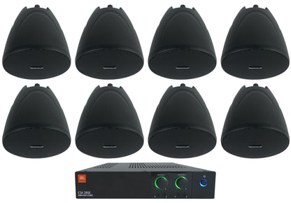 JBL CSA 280Z Commercial Amplifier Amp+(8) Black 4" 70V Hanging Pendant Speakers