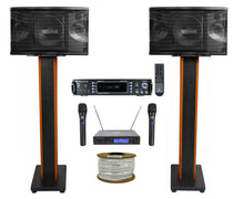 KPS80 8" Karaoke Speakers 2-Pack + Bluetooth Amp + 36" Stands Bundle