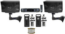 KPS80 8" Karaoke Speakers 2-Pack + Bluetooth Amp + Wall Mount Brackets Bundle