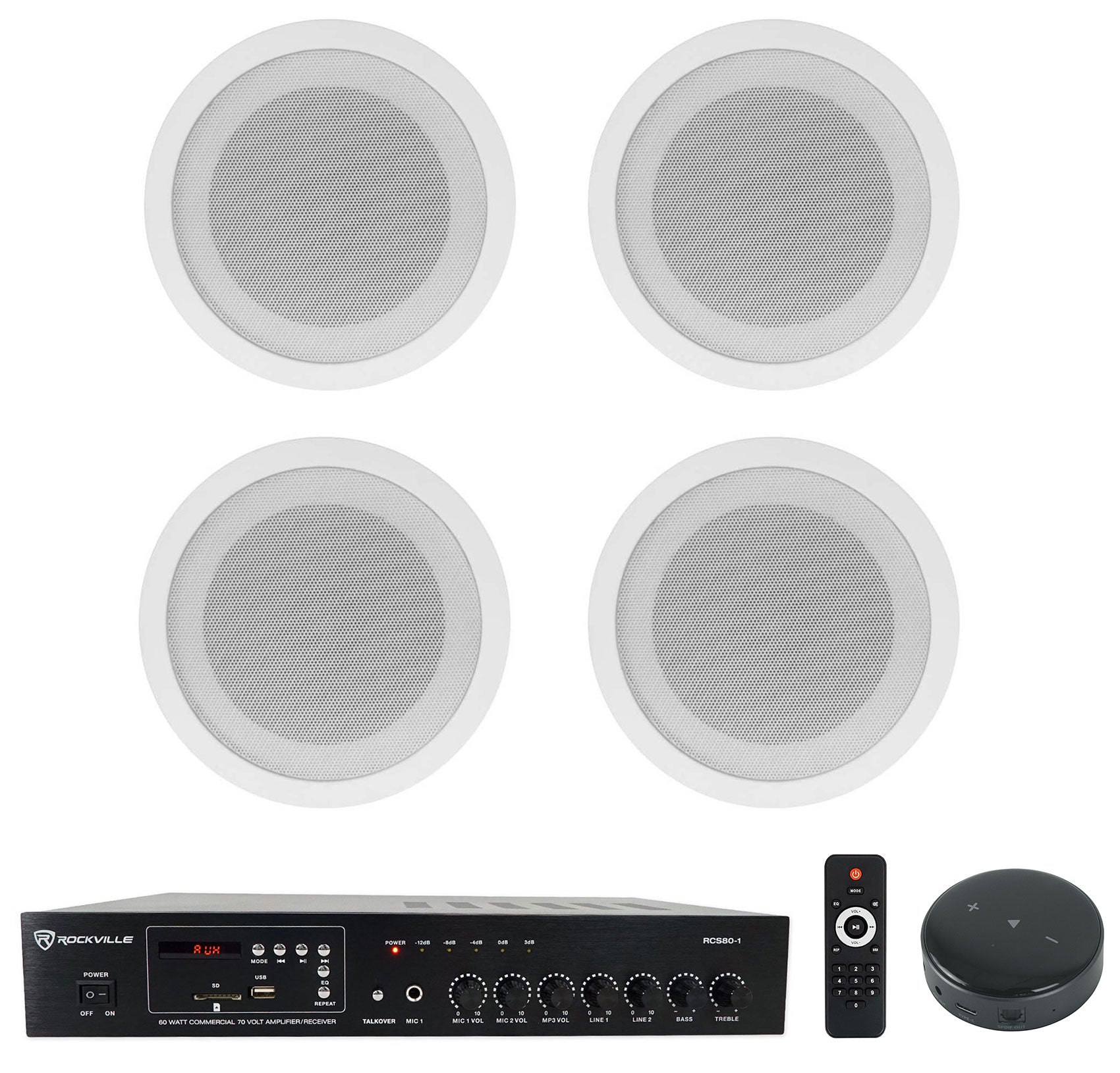 CCL5T White 4-Pack + RCS80-1 Amplifier Bundle