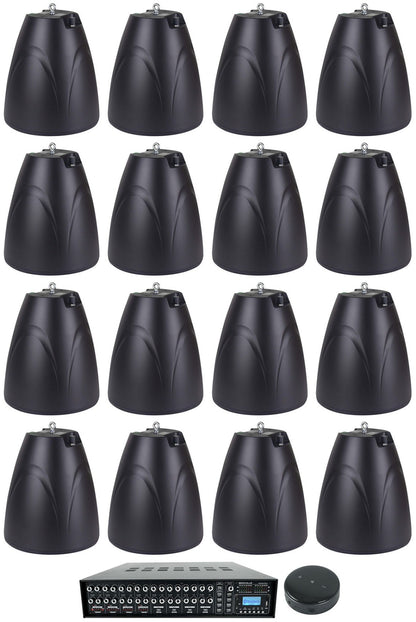 ROCK MATRIX 4 4-Zone 70V Amplifier + PEN-65T Pendant Speakers 16-Pack Bundle