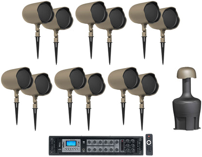 (12) JBL GSF6-TN 6.5" Landscape Ground Stake 70v Commercial Speakers+12" Sub+Amp