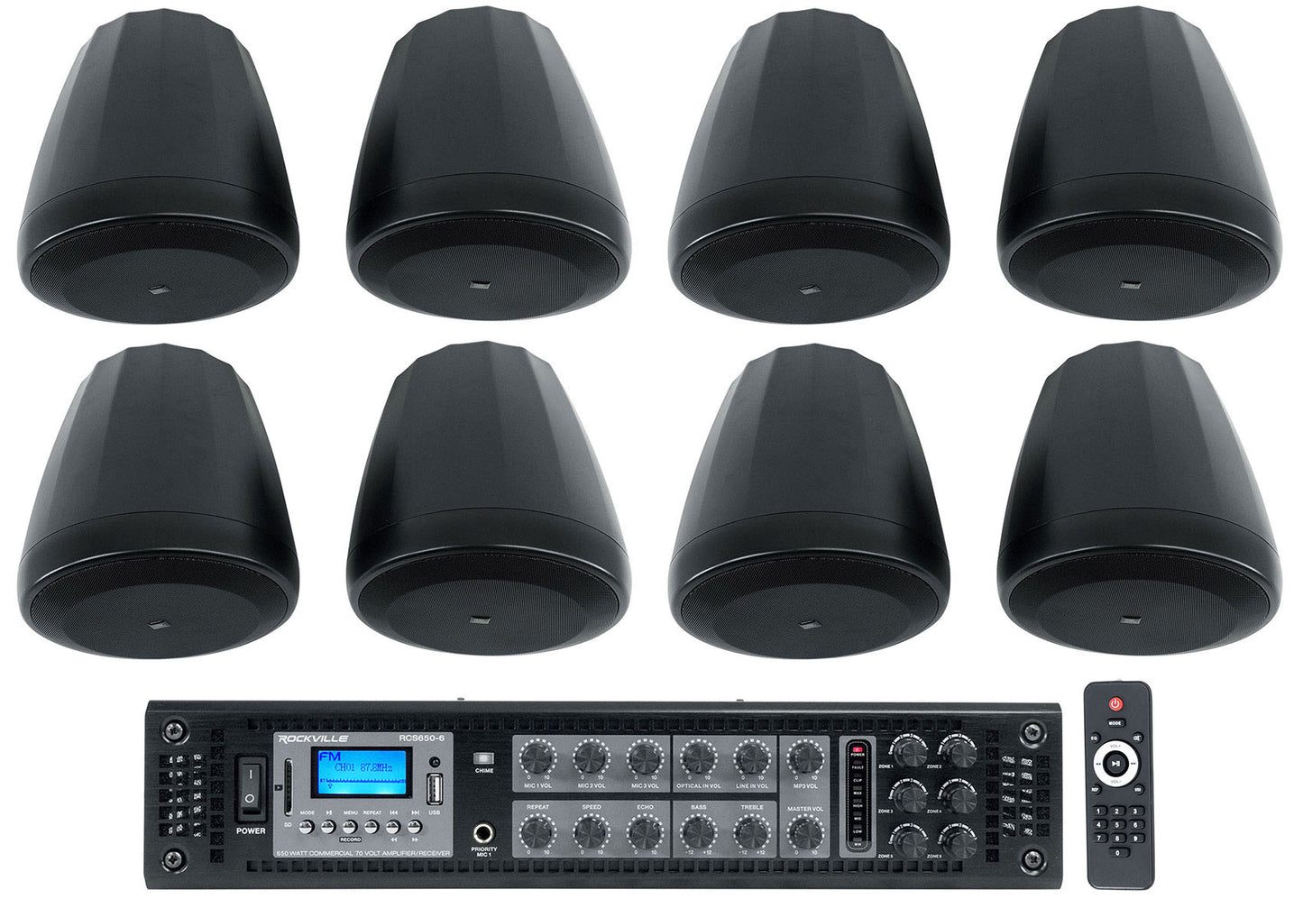 Control 67 P/T Black 8-Pack + RCS650-6 Bundle