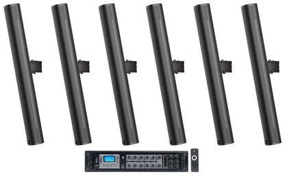 JBL COL800 Black 6-Pack + RCS650-6 Amplifier Bundle