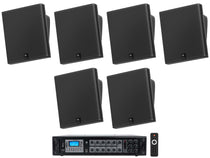 6) JBL SLP12/T-BK Sleek Low-Profile On Wall Mount 3" 70v Commercial Speakers+Amp