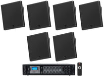 6) JBL SLP14/T-BK Sleek Low-Profile On Wall Mount 4" 70v Commercial Speakers+Amp