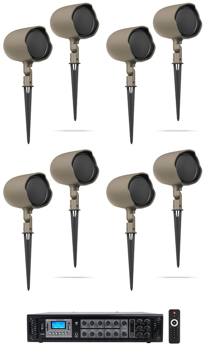 (8) JBL GSF3-TN 6.5" Landscape Ground Stake/Wall 70v Commercial Speakers+Amp