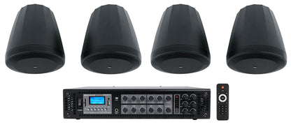 JBL Control 64P/T Black 4-Pack + RCS180-6 6-Zone 180W Amp Bundle