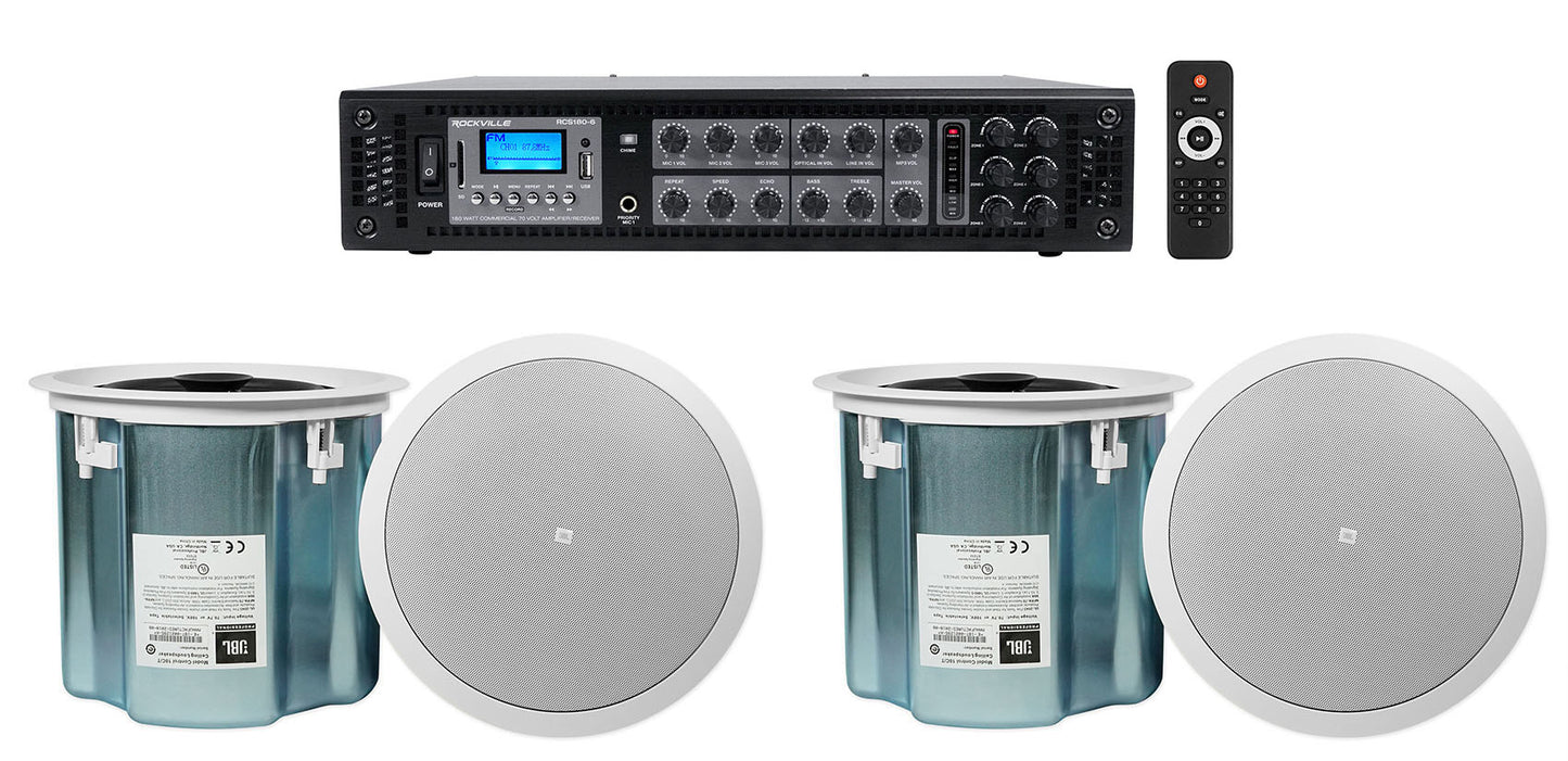 Control 18C/T White 4-Pack + RCS180-6 6-Zone 180W Amp Bundle