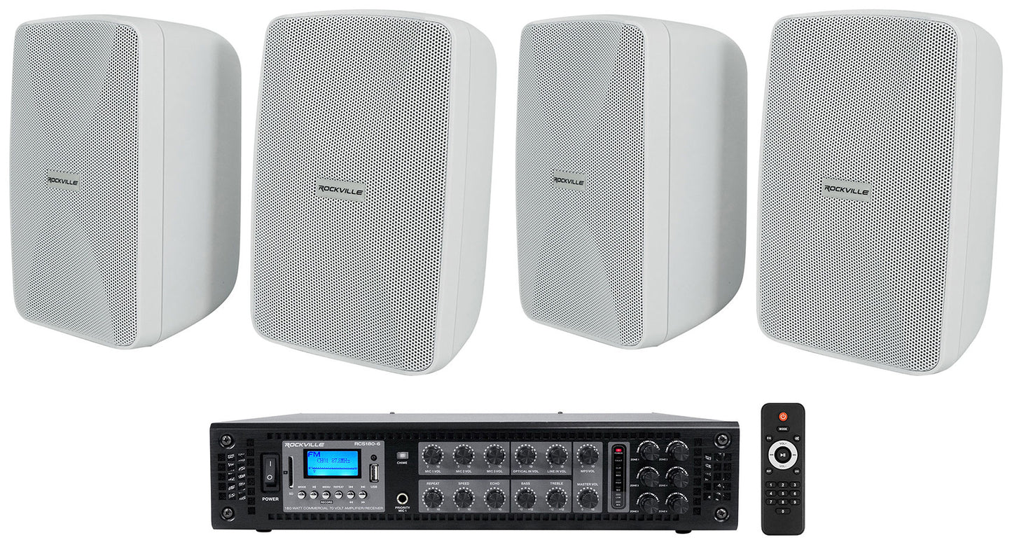 WET-40W White 4-Pack + RCS180-6 6-Zone 180W Amp Bundle